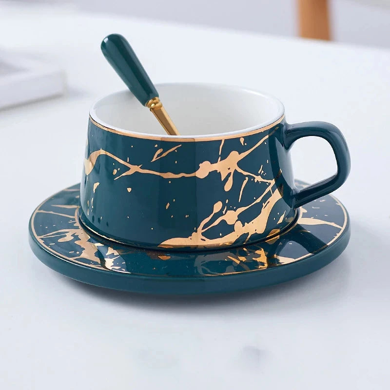 Golden Ceramic Coffee Cup - 240ml