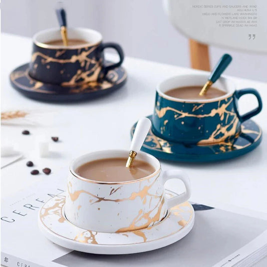 Golden Ceramic Coffee Cup - 240ml