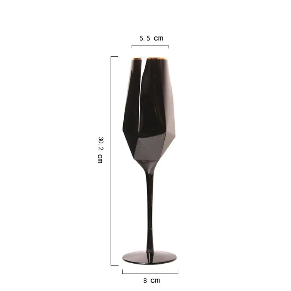 Kit with 2 Black & Gold Duo glasses 2 Glasses (Wine + Champagne) Crystal Glasses