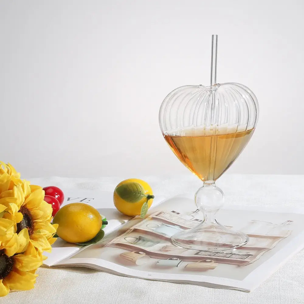 Copo de vidro para Drinks personalizados modelo Coração - 240ml 045