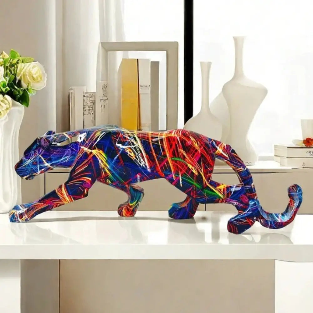 Escultura pantera colorida 027