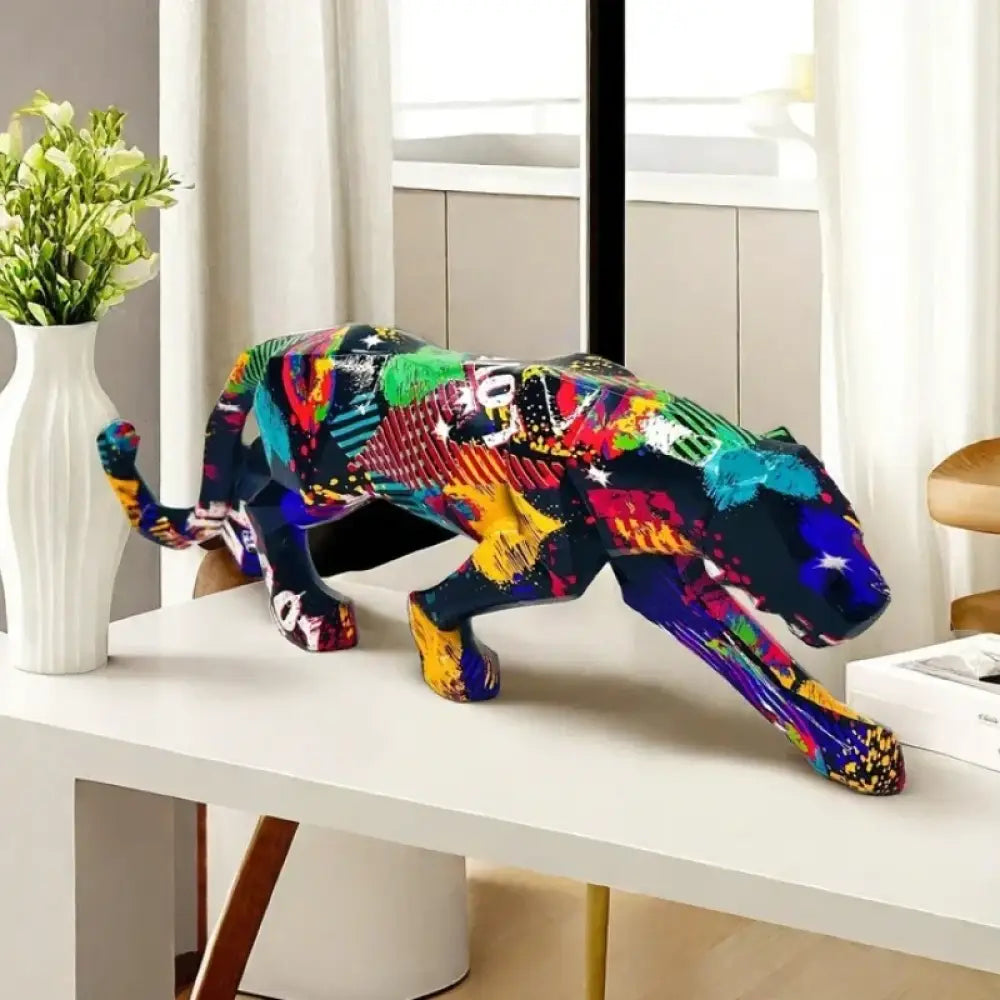Escultura pantera colorida 027