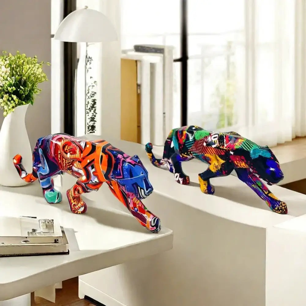 Escultura pantera colorida 027