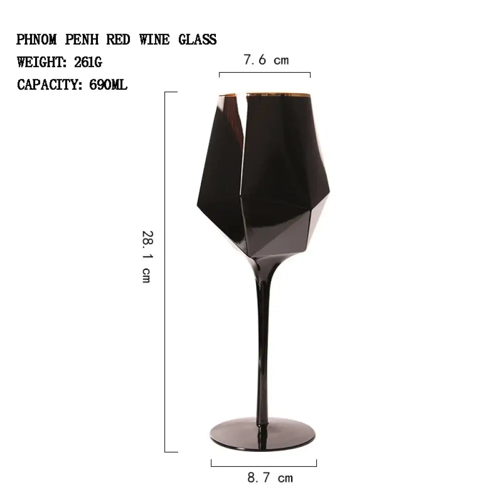 Kit with 2 Black & Gold Duo glasses 2 Glasses (Wine + Champagne) Crystal Glasses